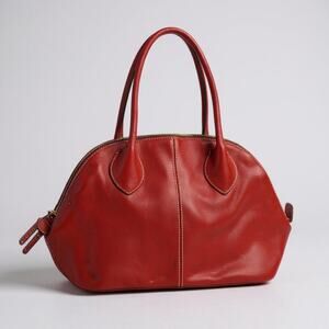 Vintage Dooney & Bourke Red Pebbled Leather Satchel Handbag